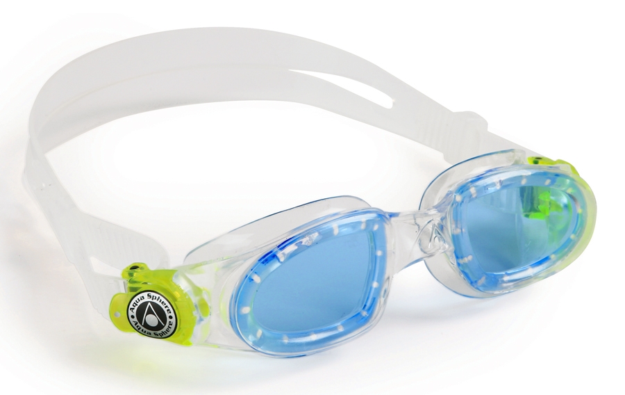 EP1270031LB Детские очки для плавания MOBY KID, голубые линзы, Clear/Lime buckles от магазина Best-Swim.ru