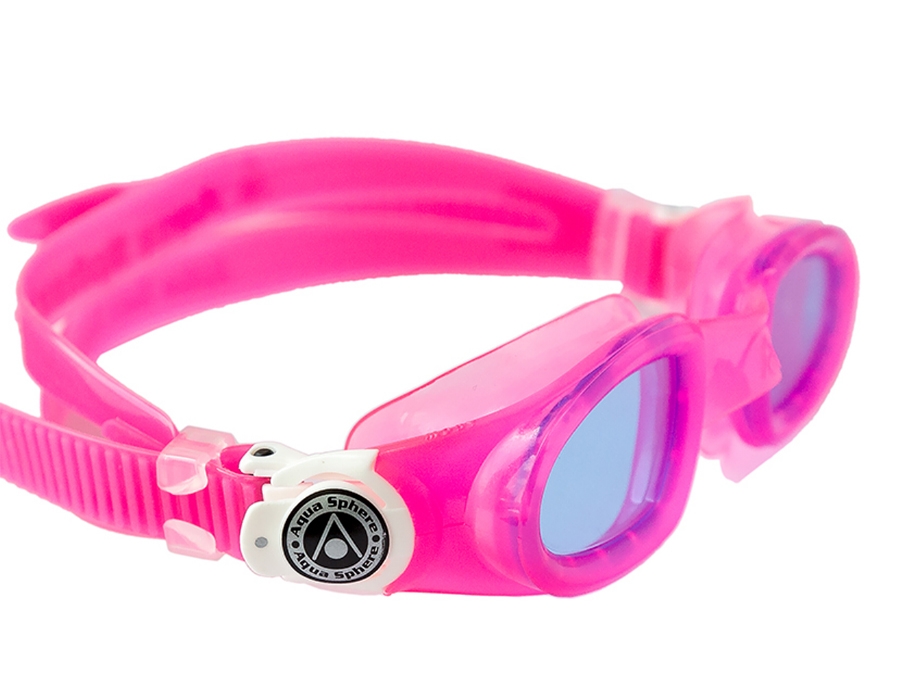 EP1270209LB Детские очки для плавания MOBY KID, голубые линзы, pink/white buckles от магазина Best-Swim.ru