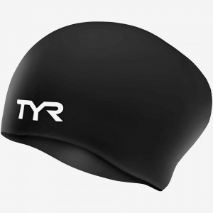 Шапочка для плавания TYR Junior Long Hair Wrinkle-Free Silicone Cap (001 Черный)