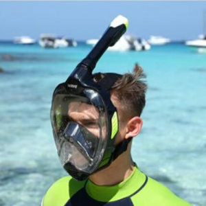 Полнолицевая маска для снорклинга (взрослая) WAVE Sports (L/XL Black)