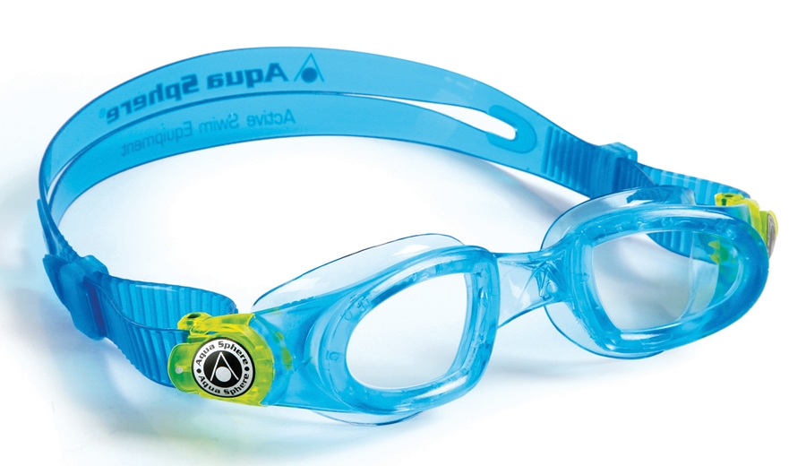 EP1274331LC Детские очки для плавания MOBY KID, прозр.линзы, Aqua + Lime buckles от магазина Best-Swim.ru