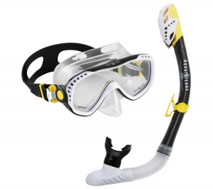 Комплект для сноркелинга Compass PRO (маска+трубка) (SC377EU0107L, white/yellow/black)