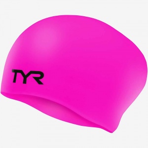 Шапочка для плавания TYR Junior Long Hair Wrinkle-Free Silicone Cap (693 Розовый)