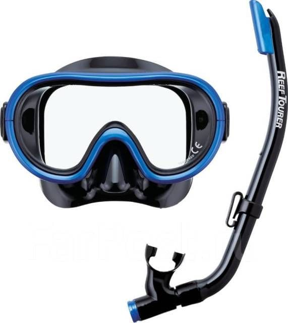 RCR0108 Комплект для сноркелинга ReefTourer (маска 1-стекольная  и трубка) черный силикон от магазина Best-Swim.ru. Фото N3
