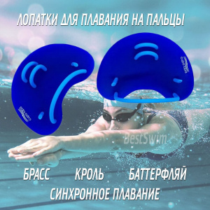 Лопатки на пальцы для плавания Light-Swim HP-7 (NAVY BLUE/AQUA)