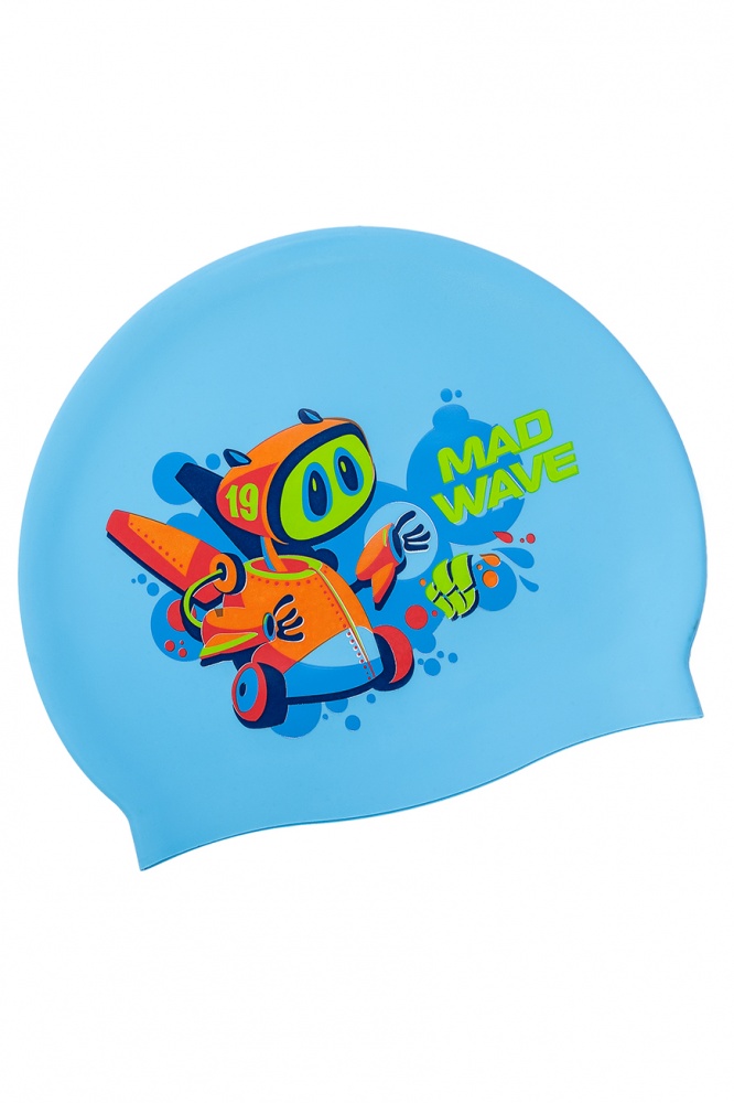 Детская силиконовая шапочка MAD BOT для плавания в бассейне от магазина Best-Swim.ru